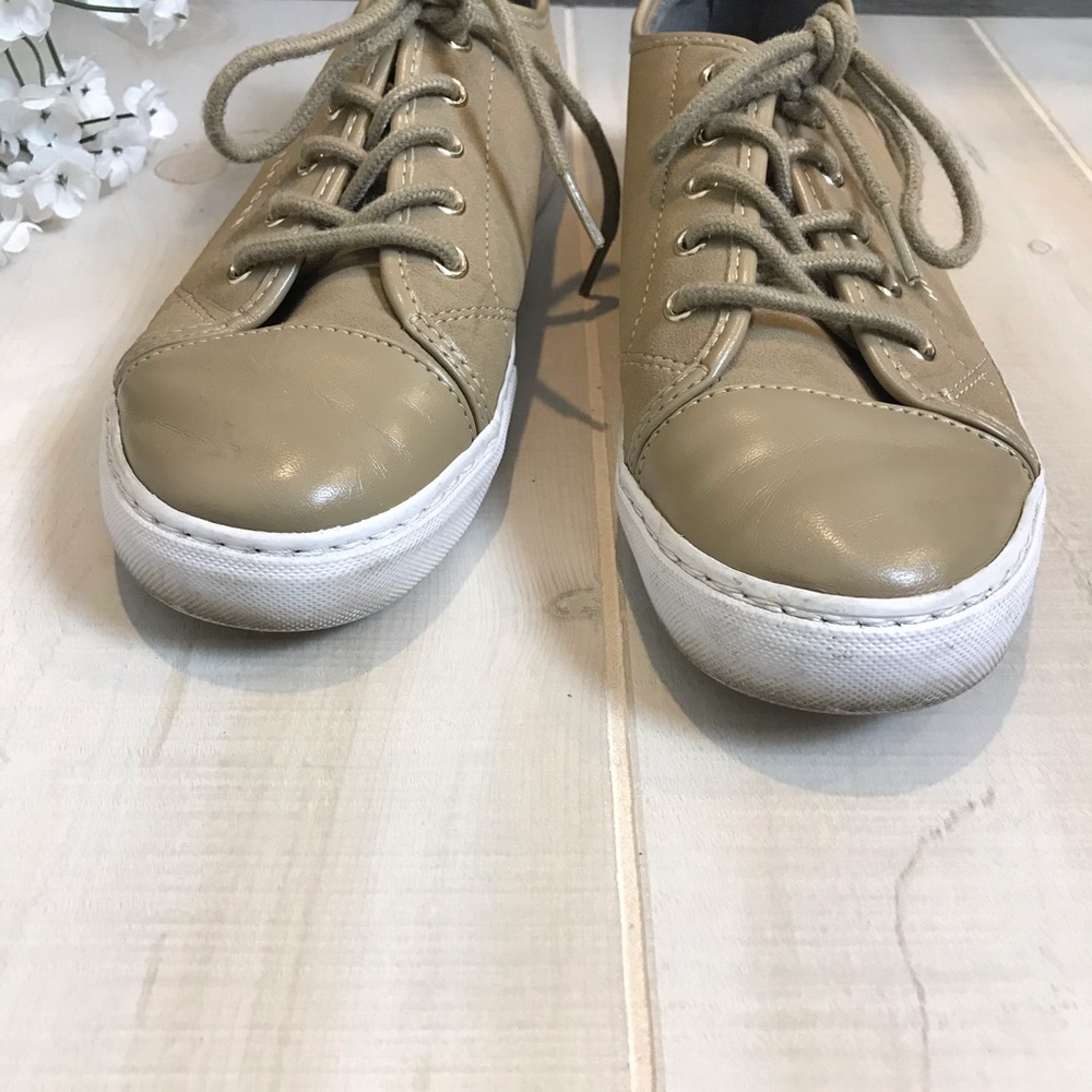 Tommy Hilfiger Camel Leather Sneakers Striped Heel - Picture 4 of 7